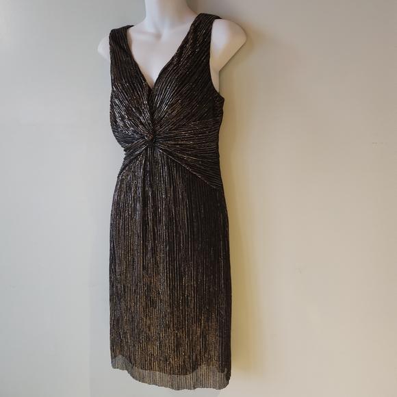 NWT CONNECTED APPAREL Black & Silver Layered Sleeveless Dress - Picture 4 of 8